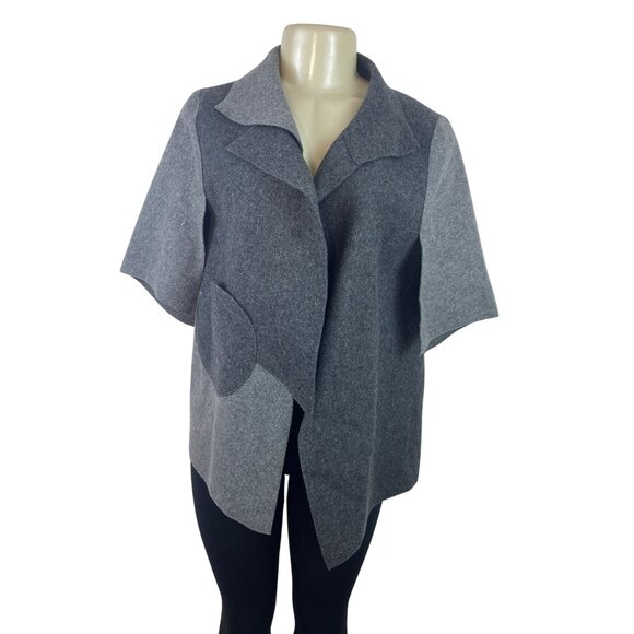 Teresa Maria Widuch Womens Gray Asymmetrical Short Sleeve Jacket Size M - Picture 1 of 7